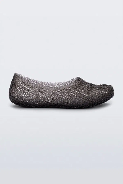 Melissa Campana Papel Hug Jelly Ballerina Flat In Clear Smoke, Women's At Urban Outfitters In Black