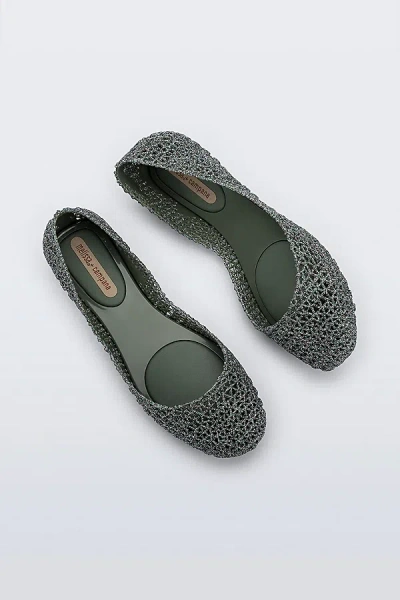 Melissa Campana Papel Jelly Ballerina Flat In Glitter Green, Women's At Urban Outfitters