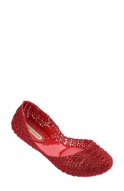 Melissa X Campana Papel Glitter-effect Ballet Flats In Red