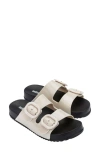 Melissa Cozy Buckle Slide Sandal In Black/beige