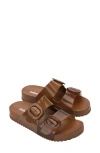 Melissa Cozy Buckle Slide Sandal In Brown