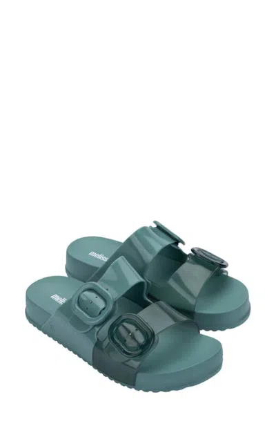 Melissa Cozy Buckle Slide Sandal In Green
