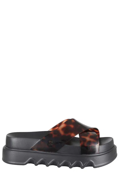 Melissa Tortoiseshell-effect Crossover Sandals In Black