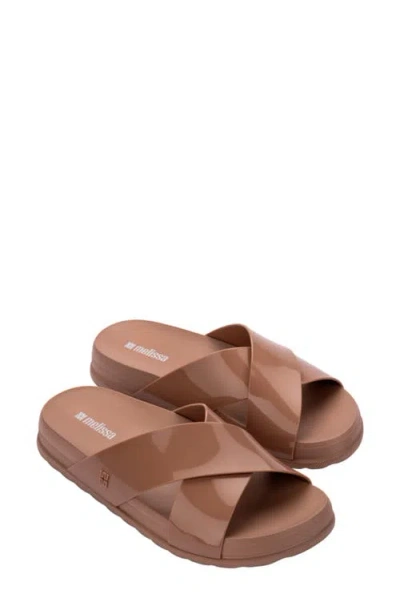 Melissa Cozy Cross Platform Slide Sandal In Brown