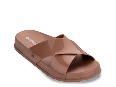 Melissa Cozy Cross Slide Sandal In Brown