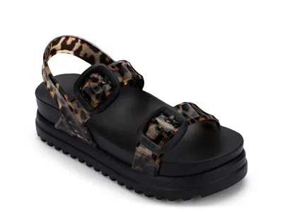 Melissa Cozy Jelly Platform Sandal In Black/brown Leopard Print