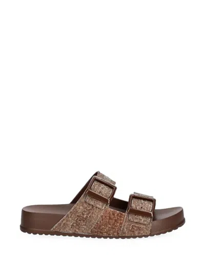 Melissa Cozy M Buckle-fastening Slides In Brown