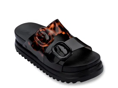 Melissa Cozy Black And Clear Tortoise Slide Sandals