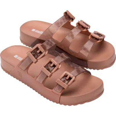 Melissa Cozy Stripes Platform Slide Sandal In Brown