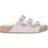 Melissa Cozy Stripes Platform Slide Sandal In White