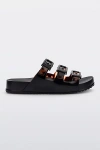 Melissa Cozy Stripes Slide In Black/clear Tortoise, Women's At Urban Outfitters In Black/clear Tortoise