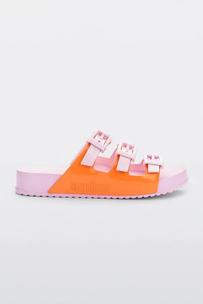 Melissa Cozy Stripes Slide In Pink/orange, Women's At Urban Outfitters