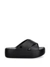 Melissa Cross-strap Platform Slides In Black