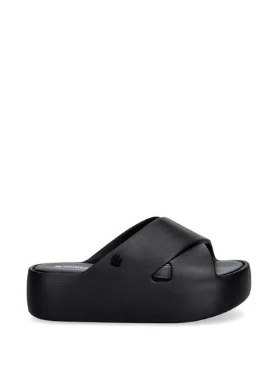 Melissa Cross-strap Platform Slides In Black