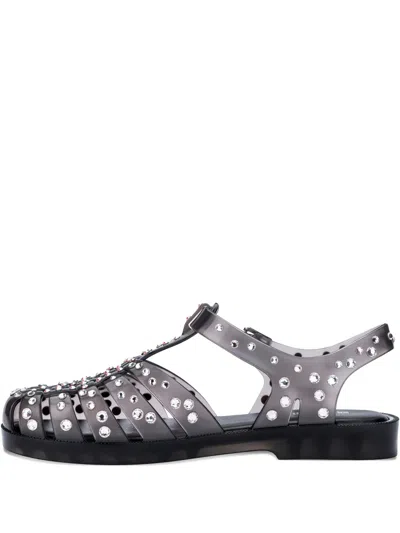 Melissa Crystal-embellished Jelly Sandals In Black