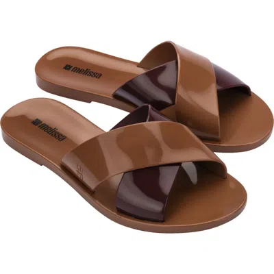 Melissa Essential Cross Slide Sandal In Burgundy