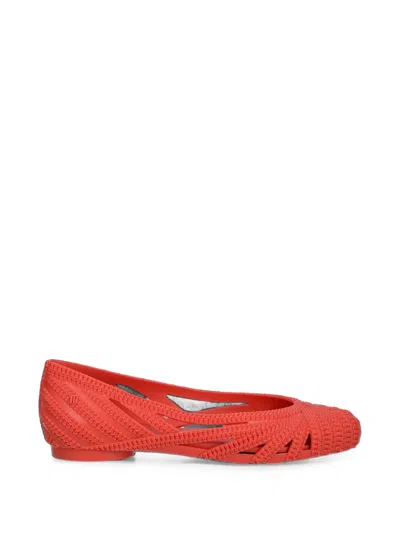 Melissa Femme Classy Woven-effect Cutout Ballet Flats In Red