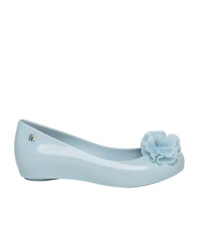 Melissa Flower Round Head Ballet Shoes In Blue