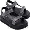 Melissa Denim Platform Strappy Sandal In #n/a, Women's At Urban Outfitters In Black Jeans