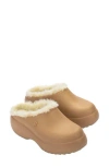 Melissa Free Fluffy Faux Fur Lined Clog In Dark Beige
