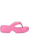 Melissa Free Fuzzy Platform Thong Flip-flops In Pink