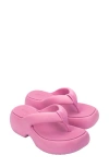 Melissa Free Fuzzy Water Resistant Platform Flip Flip In Pink