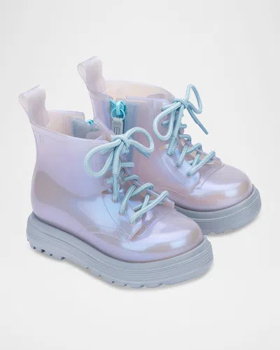 Melissa Kids' Girl's Shiny Combat Boots, Baby/toddlers In Blue