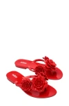 Melissa Harmonic Springtime Floral-embellished Flip Flops In Red