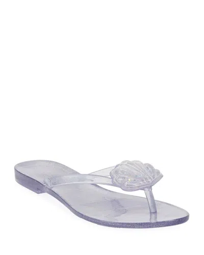Melissa Harmonic Xv Sandals Clear Glitter Waterproof Thong Zap775 In Silver
