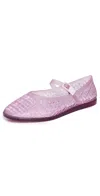 Melissa Harper Mary Jane Jelly Flat In Clear Pink