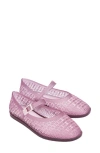 Melissa Harper Mary Jane Jelly Flat In Clear Pink