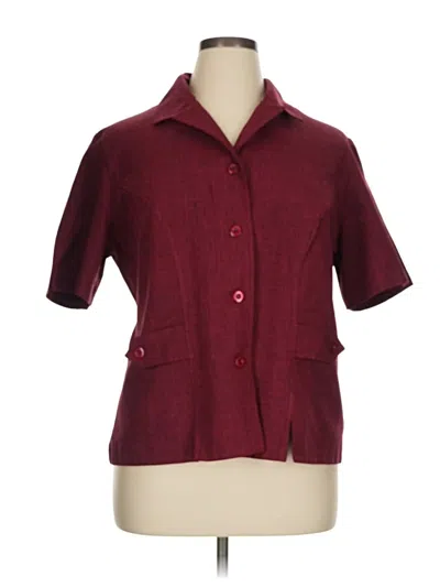 Pre-owned Melissa Harper Short Sleeve Blouse In Burgundy