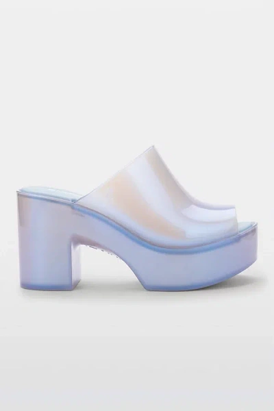 MELISSA HYPE JELLY MULE HEEL IN PEARLY BLUE, WOMEN'S AT URBAN OUTFITTERS