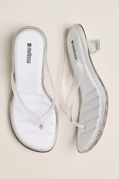 Melissa Jelly Kitten Heel Flip Flops Clear In White