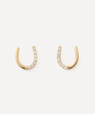 Melissa Joy Manning 14ct Gold Diamond Horseshoe Stud Earrings