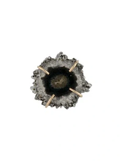 Pre-owned Melissa Joy Manning 14k Agate Druzy Single Stud Earring In Multi