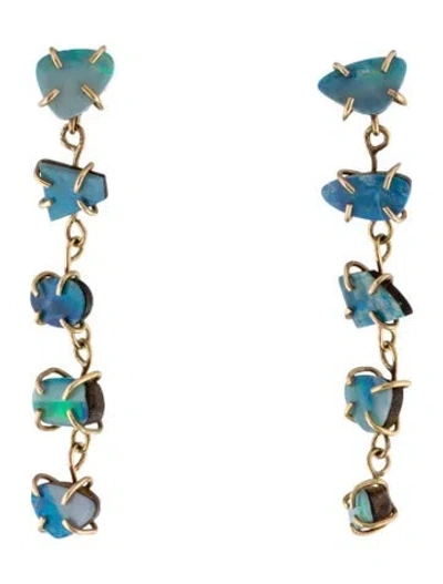Pre-owned Melissa Joy Manning 14k Opal Doublet Drop Earrings In Multicolor