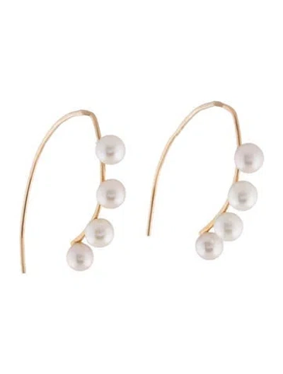 Pre-owned Melissa Joy Manning 14k Pearl Wishbone Drop Earrings In Multicolor