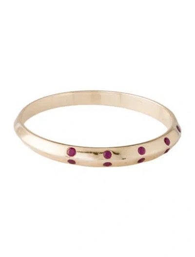 Pre-owned Melissa Joy Manning 14k Ruby Double Side Stacking Band Ring In Multicolor