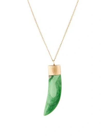 Pre-owned Melissa Joy Manning 14k Variscite Claw Pendant, 19" In Multi