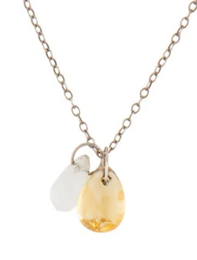 Pre-owned Melissa Joy Manning Citrine & Moonstone Pendant Necklace, 18" In Multi