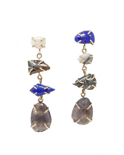 Melissa Joy Manning Lapis Opal Labradorite Jasper Earring In Blue In Multi