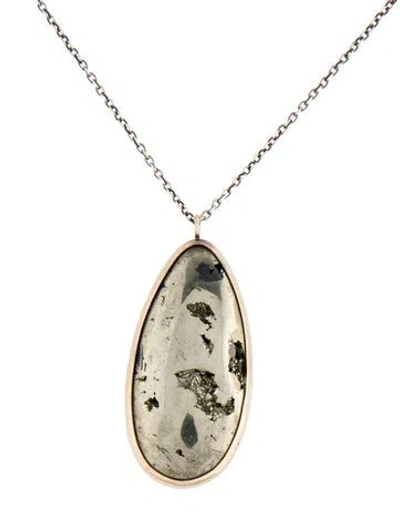 Pre-owned Melissa Joy Manning Pyrite Pendant Necklace, 18" In Multi