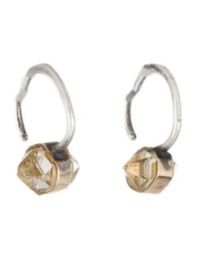 Pre-owned Melissa Joy Manning Quartz Herkimer Huggie Hoop Earrings In Multi