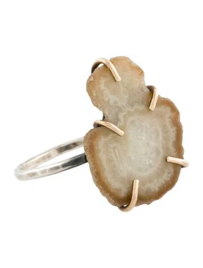 Pre-owned Melissa Joy Manning Two-tone Agate Cocktail Ring In Multi