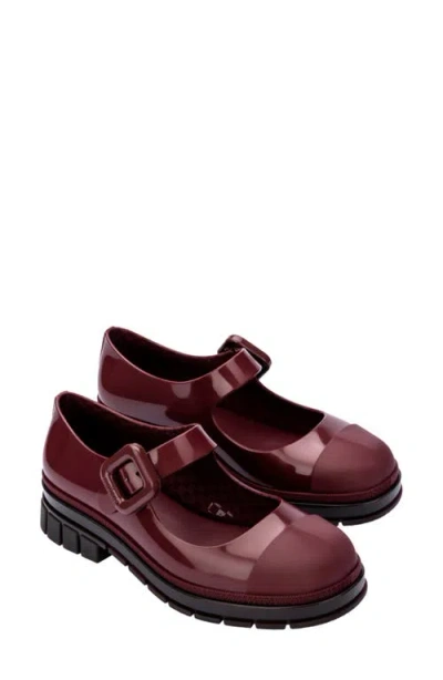 Melissa June Mary Jane Flat In Burgundy