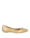Melissa + Karl Lagerfeld Woman Ballet Flats Gold Size 6 Rubber In Gold