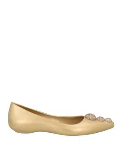 Melissa + Karl Lagerfeld Woman Ballet Flats Gold Size 6 Rubber