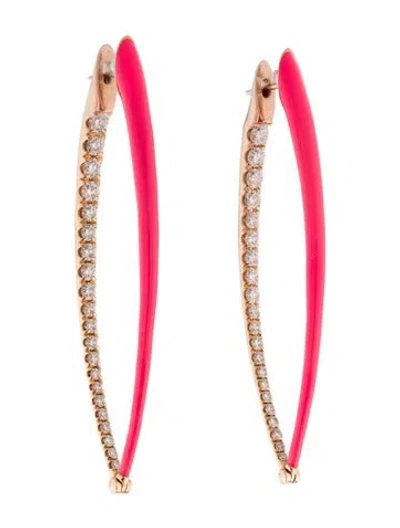 Pre-owned Melissa Kaye 18k 1.80ctw Diamond & Enamel Cristina Xl Earrings In Pink