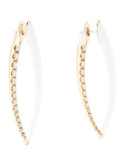 Pre-owned Melissa Kaye 18k Diamond & Enamel Cristina Large Hoop Earrings In White